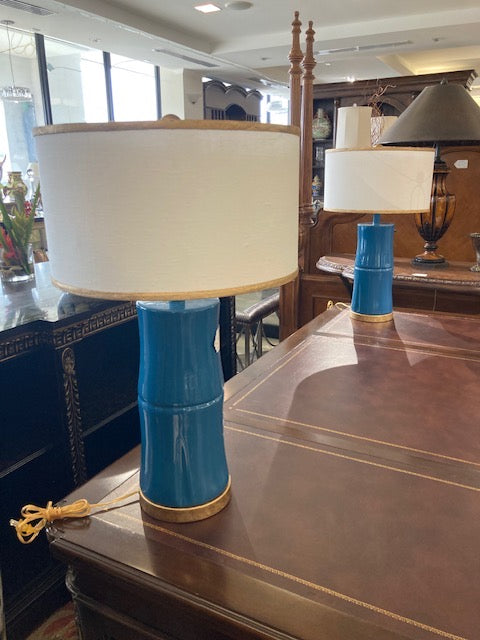 Pair Of Blue Lamps