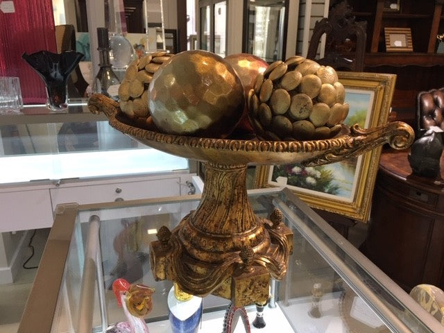 Ornate Gold Bowl with Balls - Sold