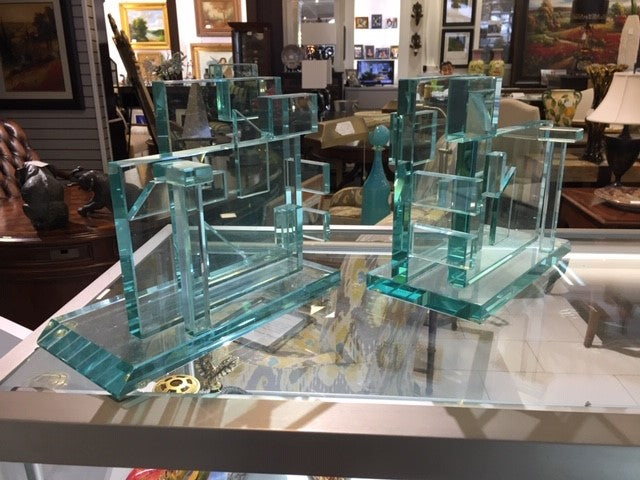 Modern Glass Bookends - Sold
