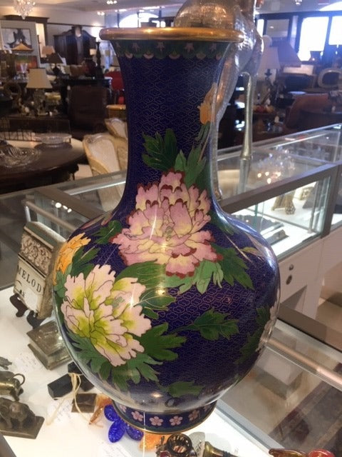 Asian Cloisonné Vase with Floral Design - Sold