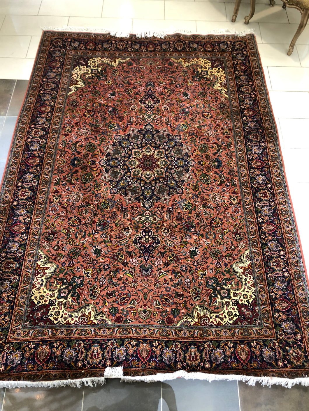 Tabriz Rug Rose Ivory Navy 7' X 10' - Sold Out of Stock