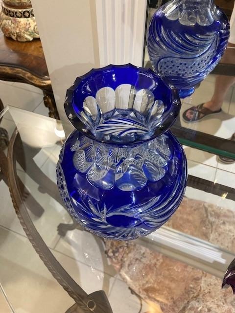 Cobalt Blue Crystal Vase - Sold