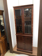 Load image into Gallery viewer, Bombay Cabinet with Glass Doors on Top and Wood Doors on the bottom - Sold
