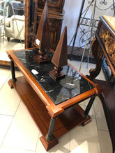 Load image into Gallery viewer, Biedermeier Style Coffee Table with Black Marble Top. 22x39x19&quot; tall
